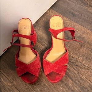 Gianni Bini Red Suede Heeled Sandals